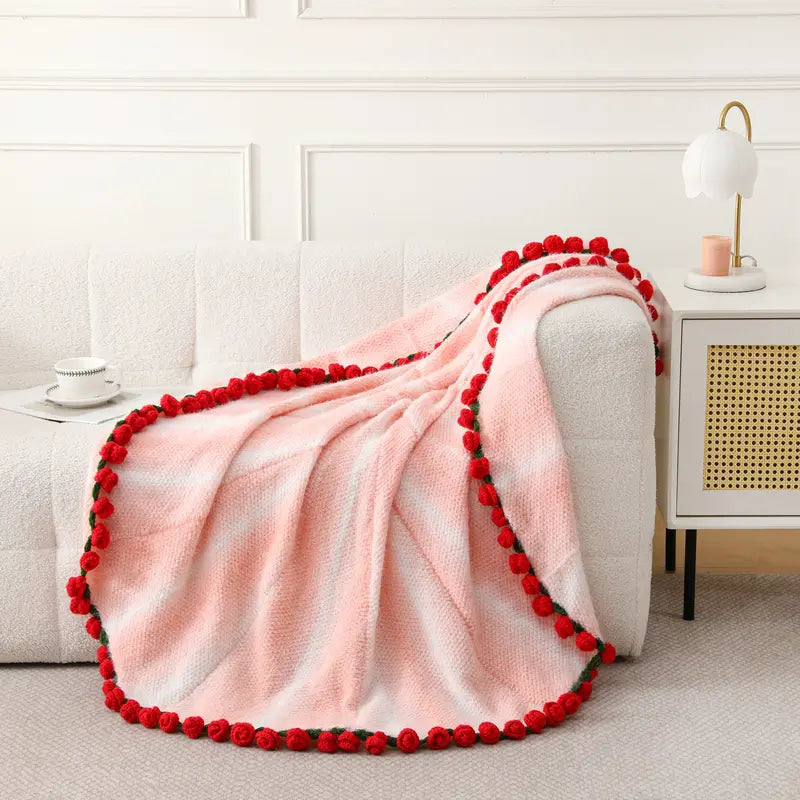Handmade Rose Knitted Blanket