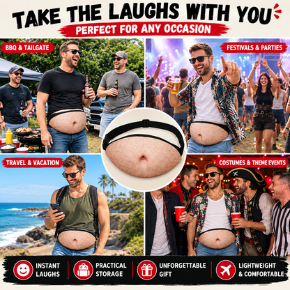 Ultra-Realistic Beer Belly Fanny Pack- Funny Dad Bod Waist Bag
