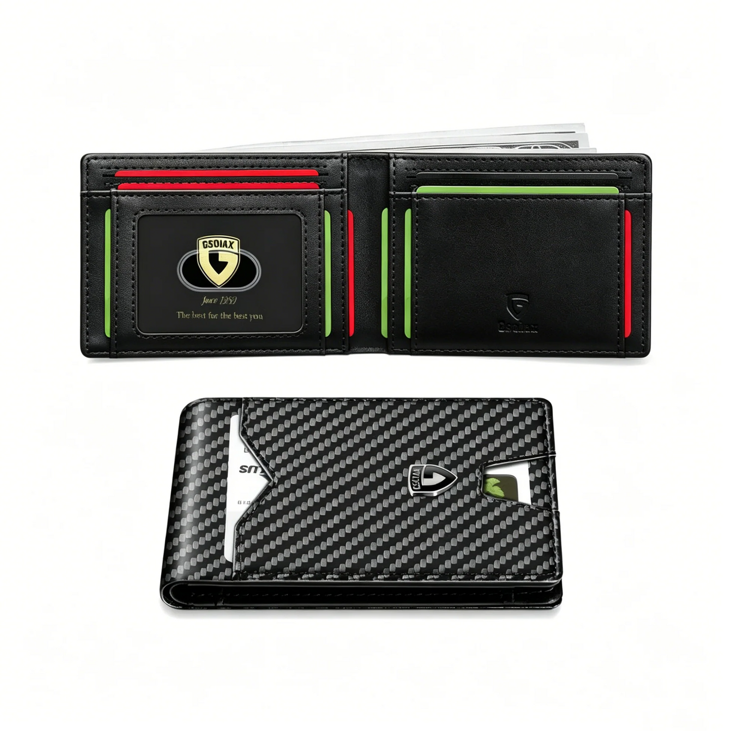 Rfid Blocking Leather &Carbon Fiber Credit Card Holder
