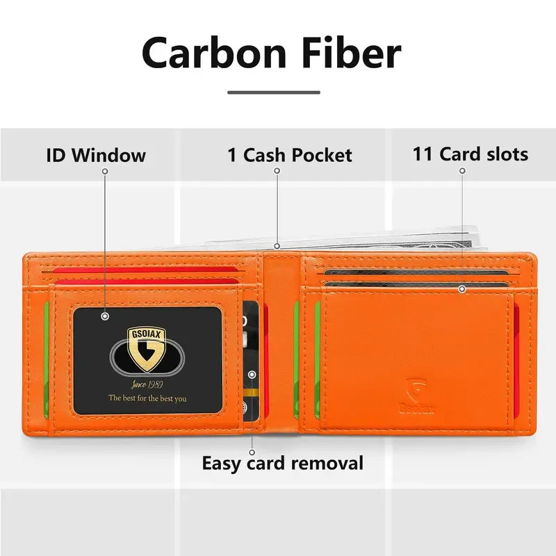 Rfid Blocking Leather &Carbon Fiber Credit Card Holder