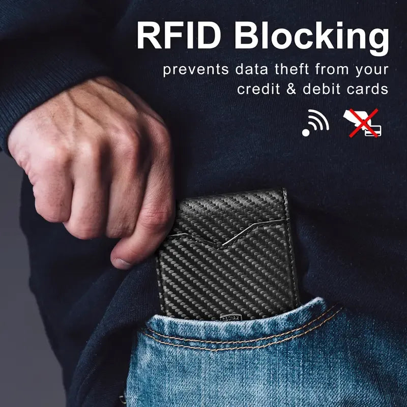 Rfid Blocking Leather &Carbon Fiber Credit Card Holder