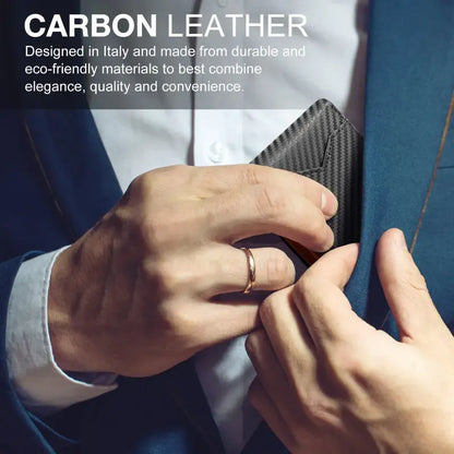 Rfid Blocking Leather &Carbon Fiber Credit Card Holder