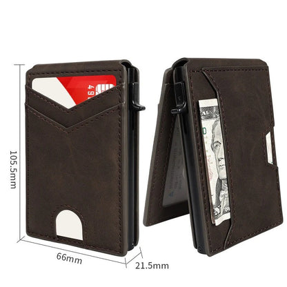 Slim RFID Wallet for Men- Pop-Up Card Holder with Money Clip & Dual ID Windows