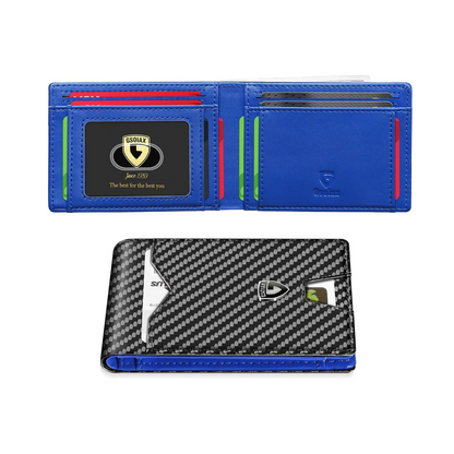 Rfid Blocking Leather &Carbon Fiber Credit Card Holder