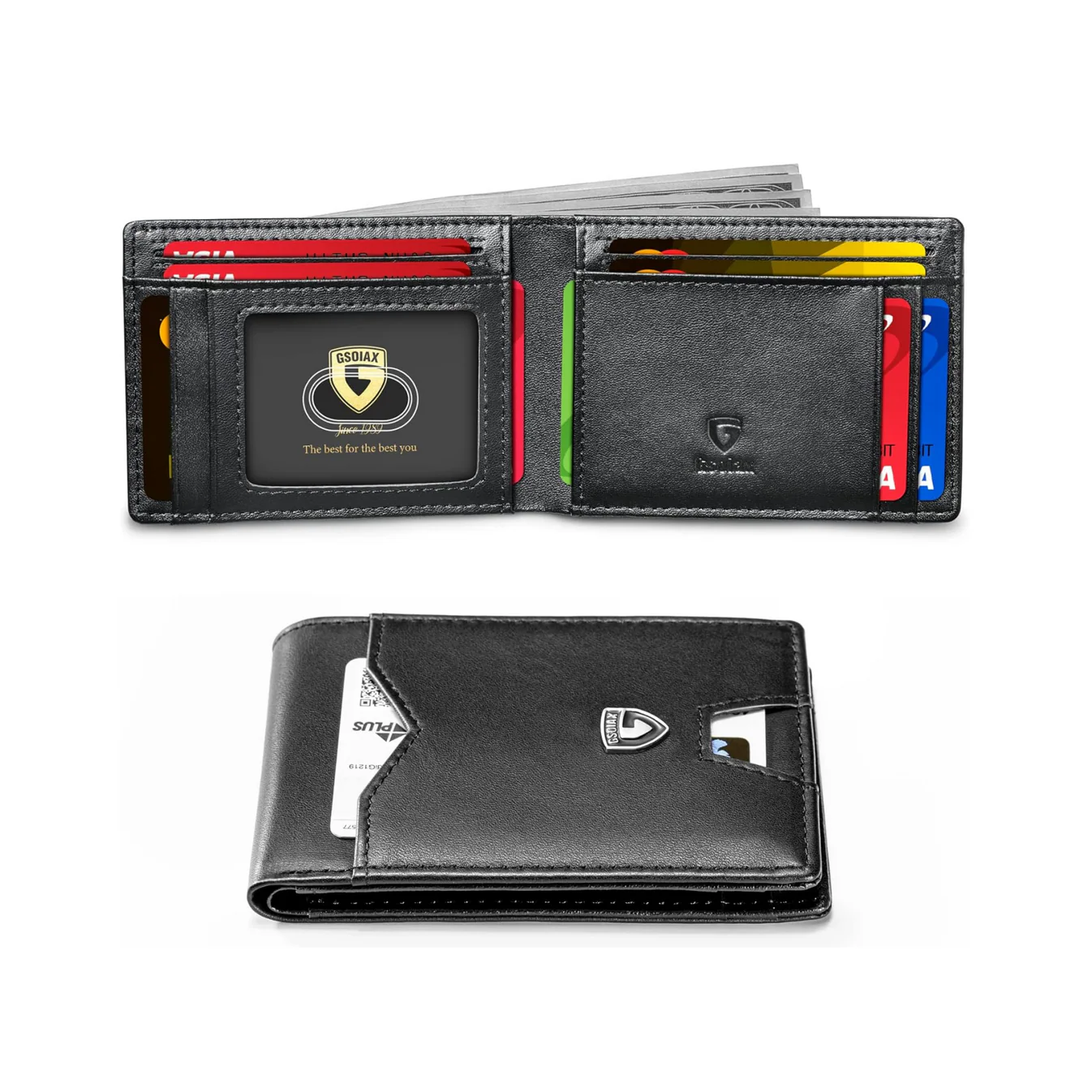 Rfid Blocking Leather &Carbon Fiber Credit Card Holder