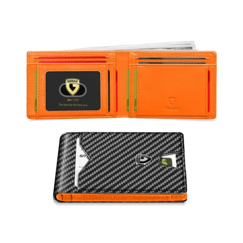 Rfid Blocking Leather &Carbon Fiber Credit Card Holder
