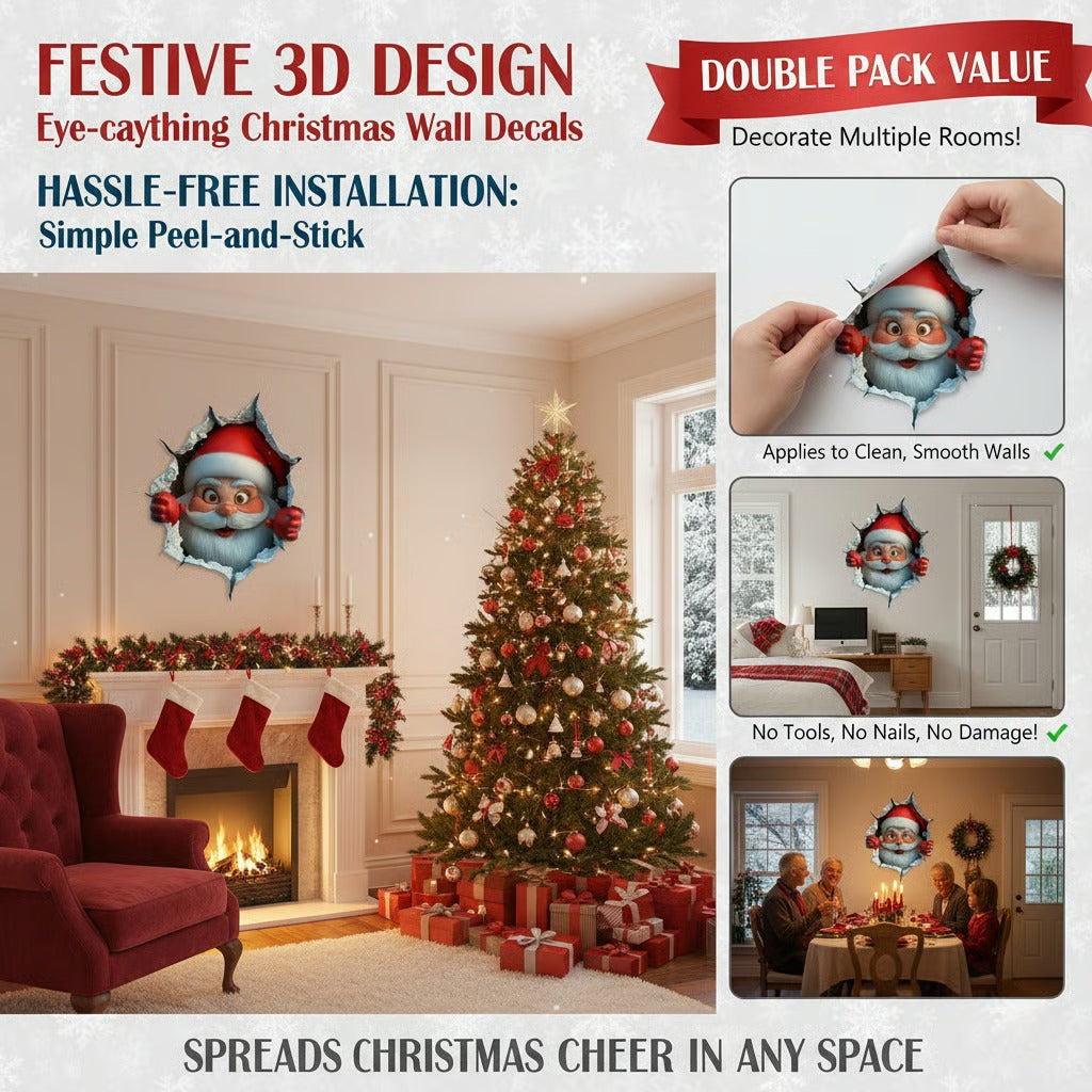 🎅 Festive Decor 2-PieceSanta Face Vinyl Stickers