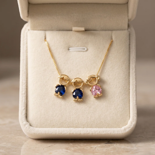 Birthstone Mom & KidsDetachable Necklace -Her Birthstone, YourHeart