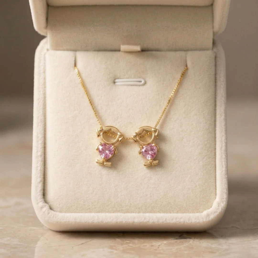 Birthstone Mom & KidsDetachable Necklace -Her Birthstone, YourHeart