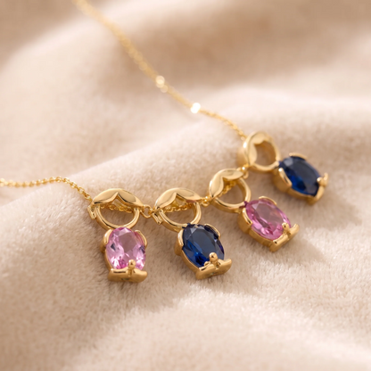 Birthstone Mom & KidsDetachable Necklace -Her Birthstone, YourHeart