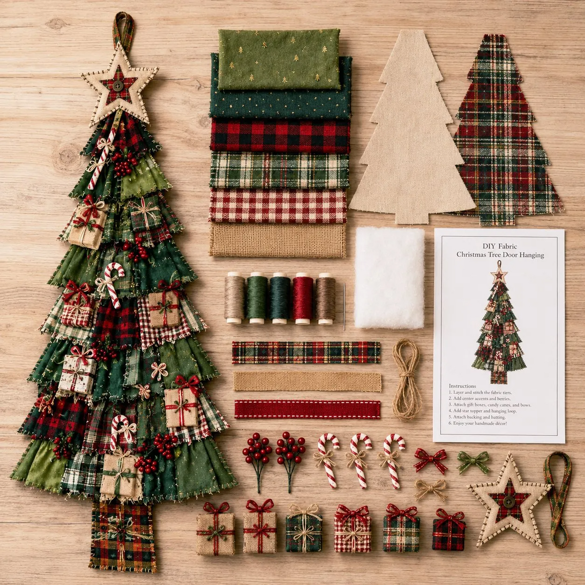 DlY Christmas Tree Door Hanging Kit - Oversized Patchwork Craft