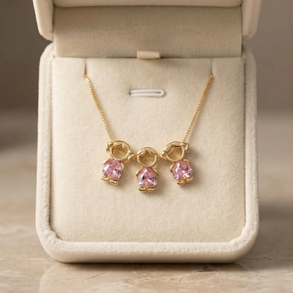 Birthstone Mom & KidsDetachable Necklace -Her Birthstone, YourHeart