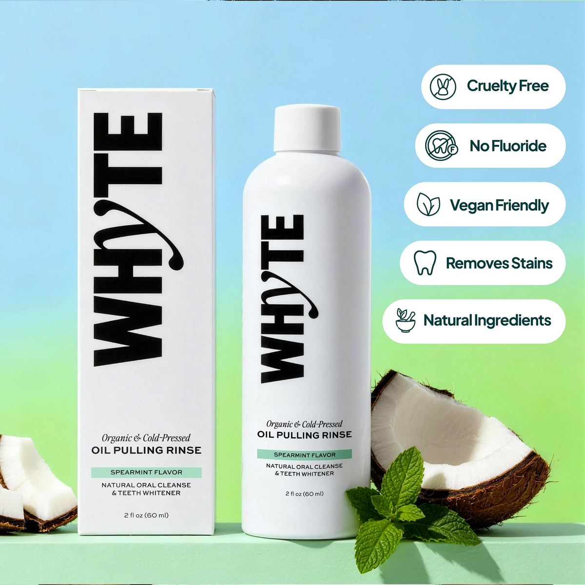 Organic Oil Pulling Mouthwash - Spearmint, Coconut & Clove, 8 fl oz